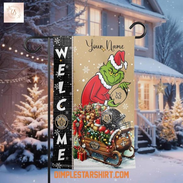 New Orleans Saints x The Grinch Christmas House Garden Flag