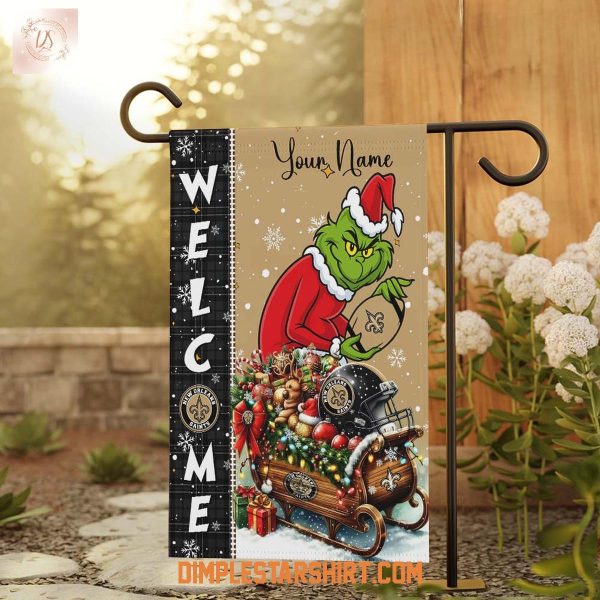 New Orleans Saints x The Grinch Christmas House Garden Flag