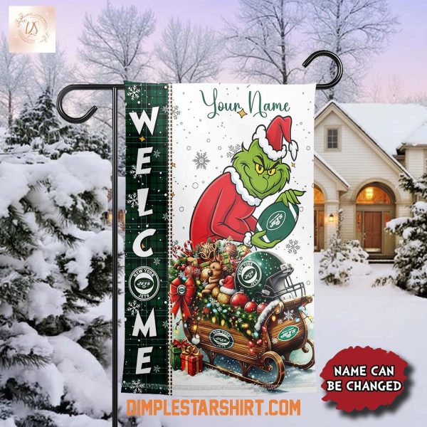 New York Jets x The Grinch Christmas House Garden Flag