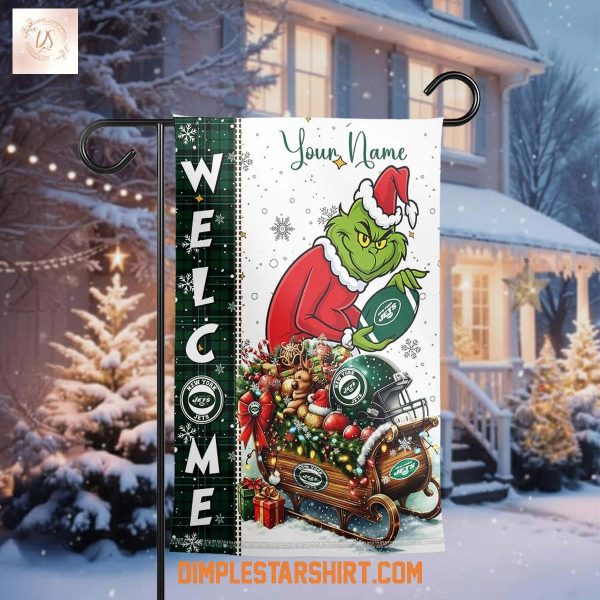 New York Jets x The Grinch Christmas House Garden Flag