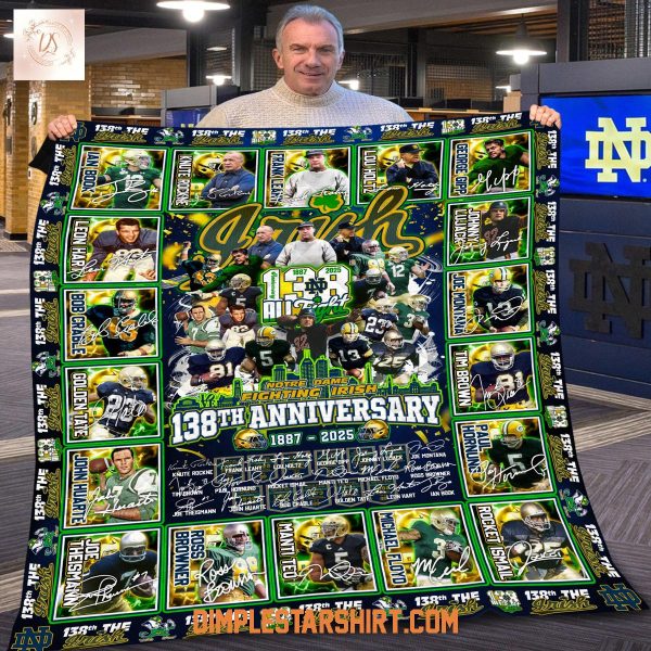 Notre Dame Fighting Irish 138th Anniversary 1887 2025 Fleece Blanket Quilt