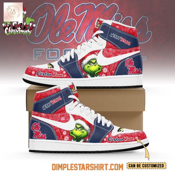 Ole Miss Rebels The Grinch Merry Christmas Air Jordan 1 Shoes