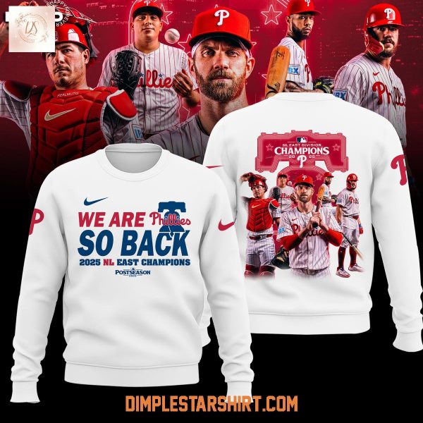 Philadelphia Phillies 2025 NL East Division Champions White Hoodie Shirt
