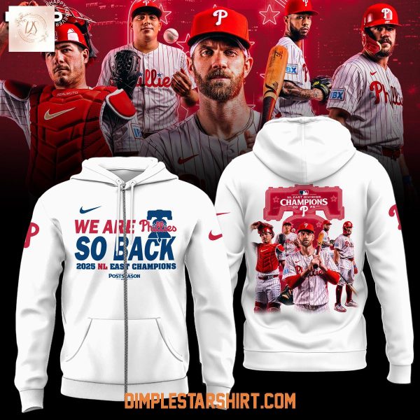 Philadelphia Phillies 2025 NL East Division Champions White Hoodie Shirt