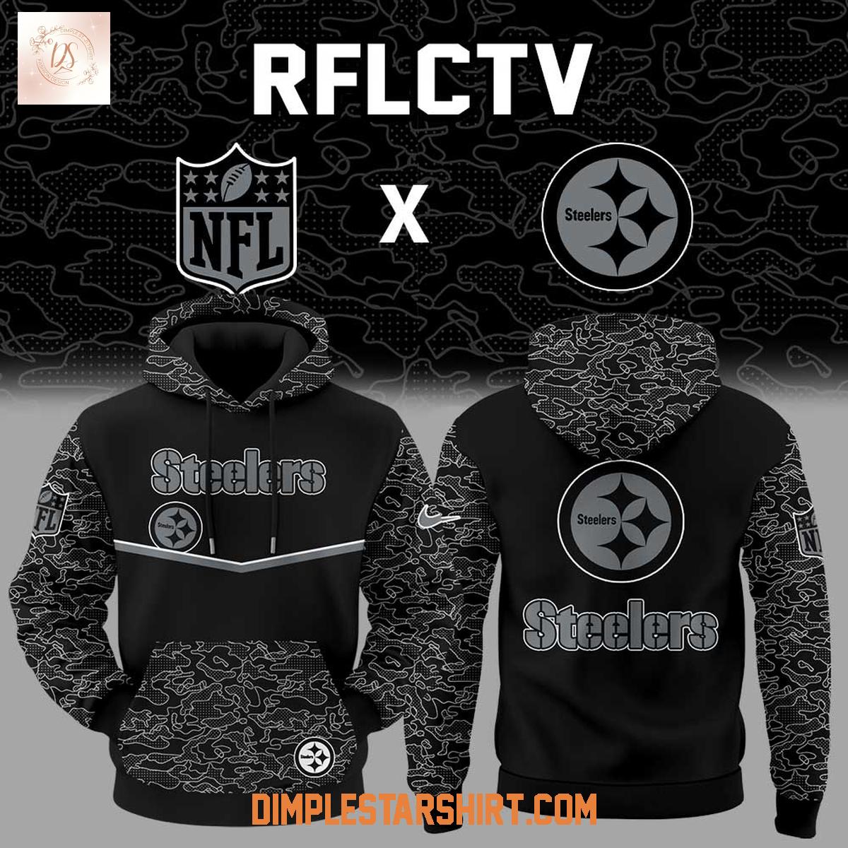 Pittsburgh Steelers x RFLCTV Black Hoodie Shirt Pittsburgh Steelers x RFLCTV Black Hoodie Shirt
