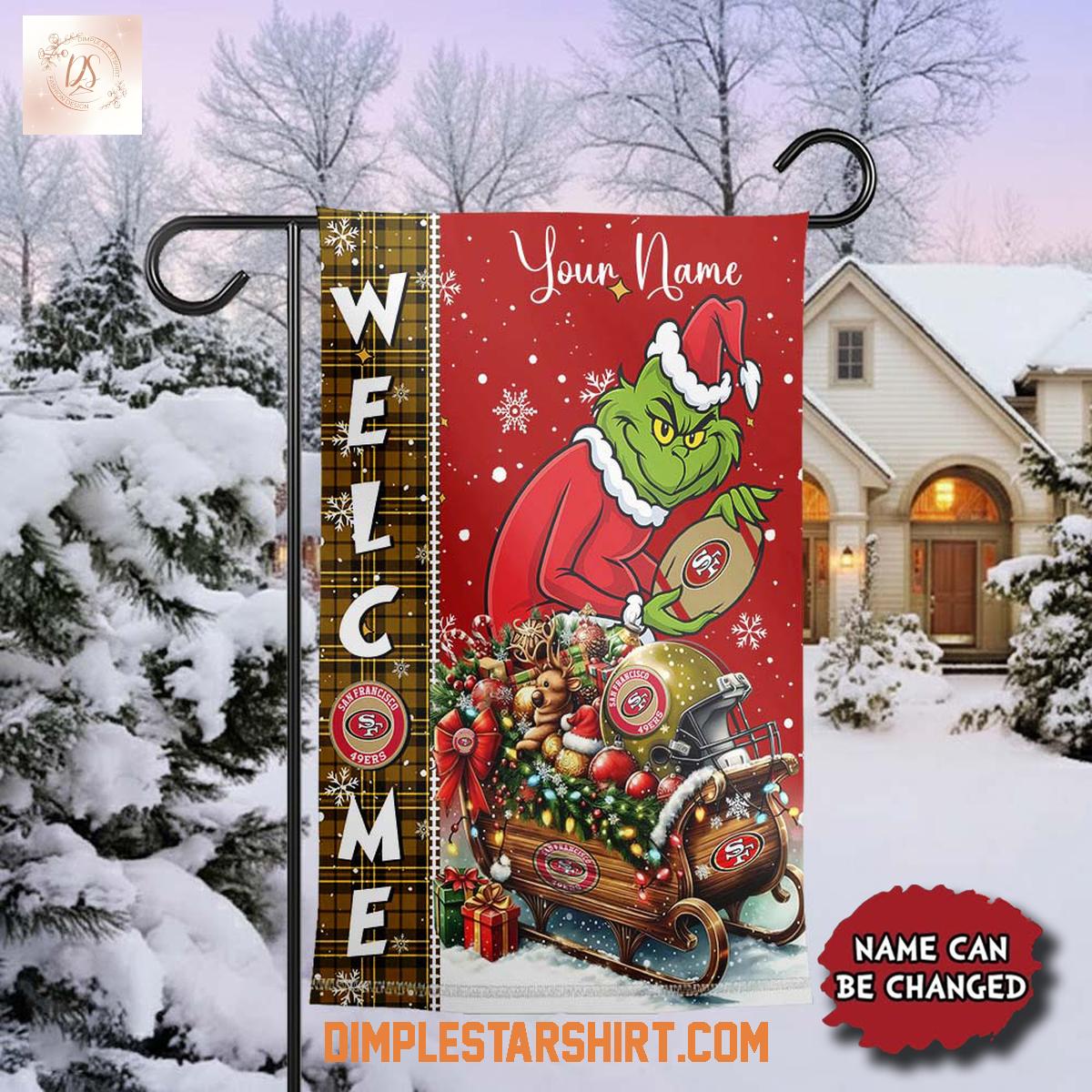 San Francisco 49ers x The Grinch Christmas House Garden Flag San Francisco 49ers x The Grinch Christmas House Garden Flag