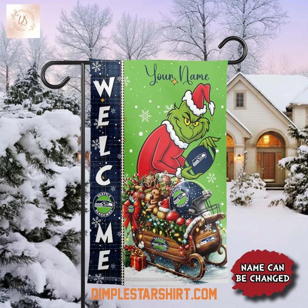 Seattle Seahawks x The Grinch Christmas House Garden Flag