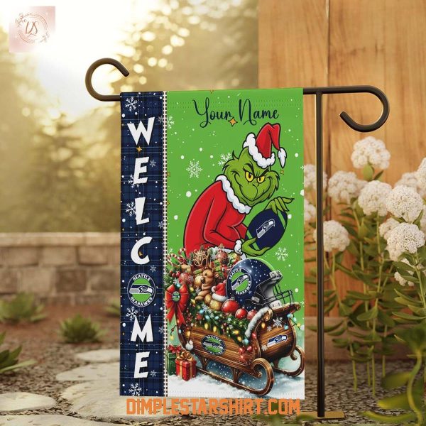 Seattle Seahawks x The Grinch Christmas House Garden Flag