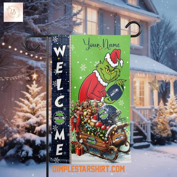 Seattle Seahawks x The Grinch Christmas House Garden Flag