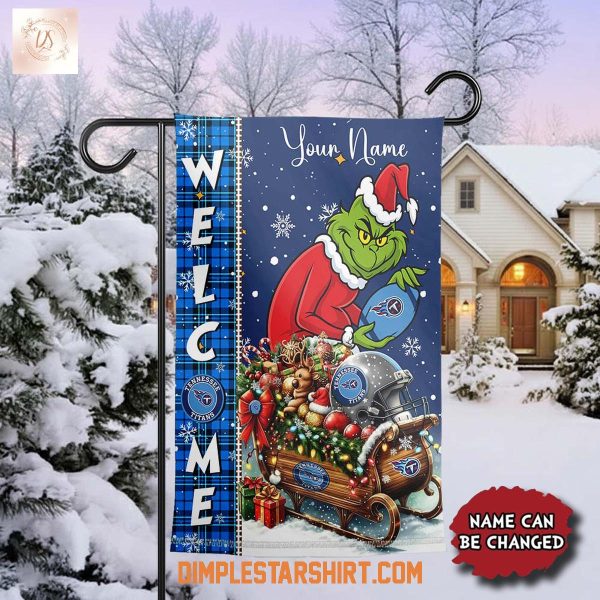Tennessee Titans x The Grinch Christmas House Garden Flag