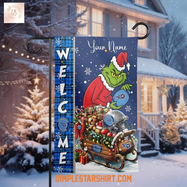 Tennessee Titans x The Grinch Christmas House Garden Flag