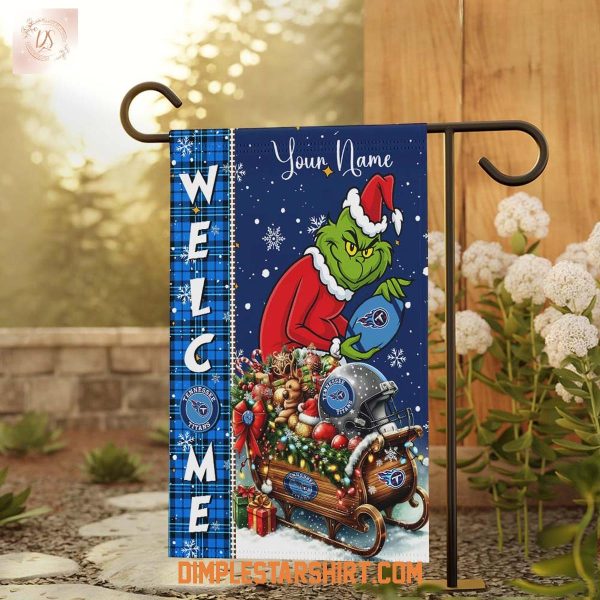 Tennessee Titans x The Grinch Christmas House Garden Flag
