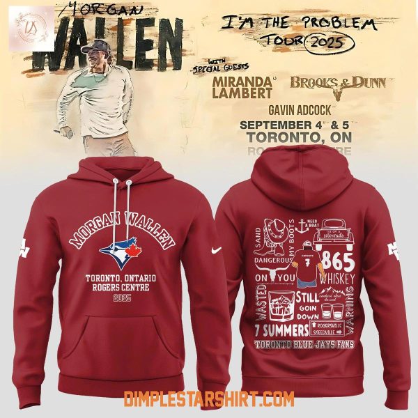 Toronto Blue Jays x Morgan Wallen Tour 2025 Red Hoodie