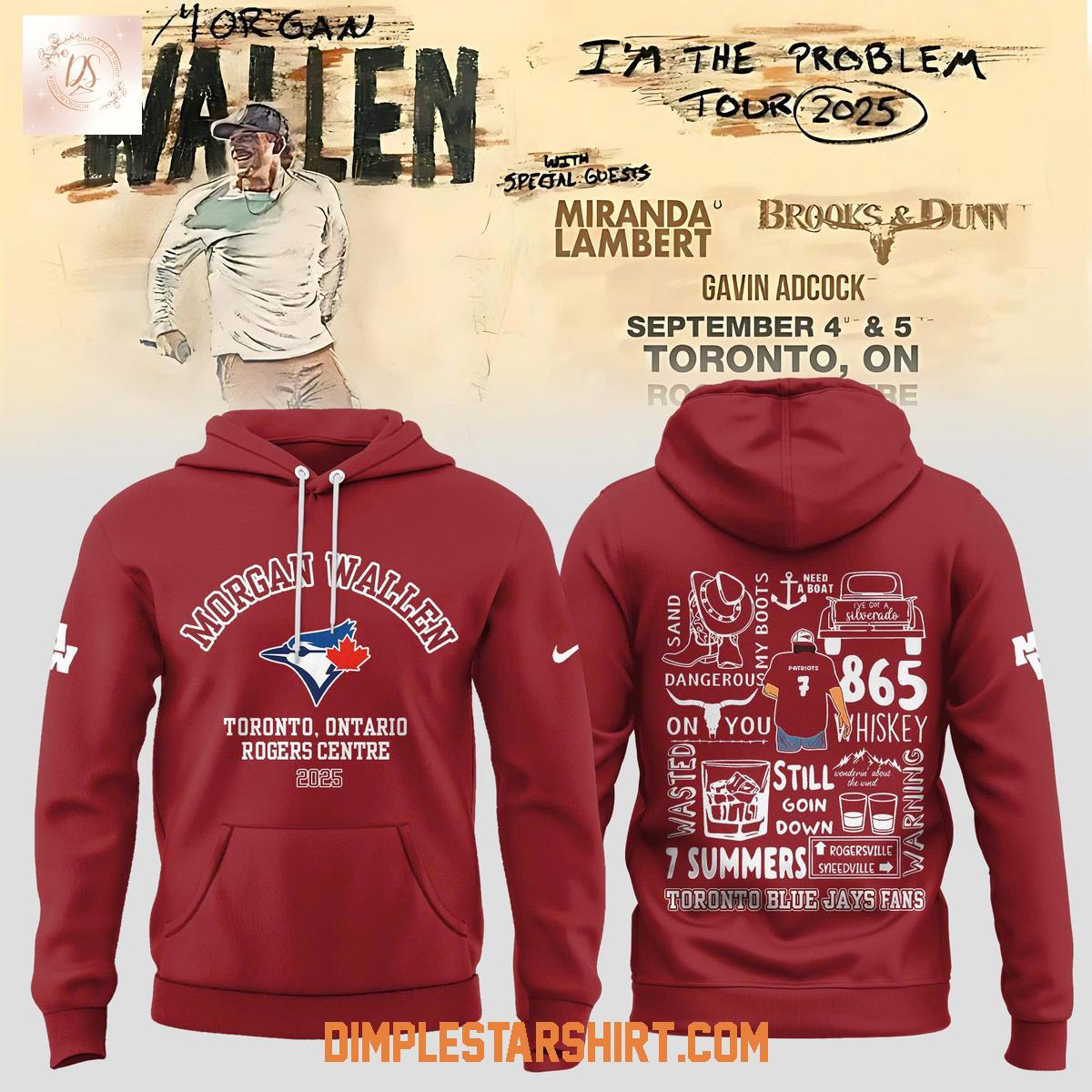 Toronto Blue Jays x Morgan Wallen Tour 2025 Red Hoodie Toronto Blue Jays x Morgan Wallen Tour 2025 Red Hoodie