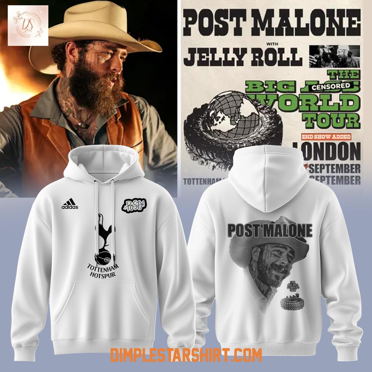 Tottenham Hotspur x Post Malone The Big Ass World Tour London Hoodie Shirt Tottenham Hotspur x Post Malone The Big Ass World Tour London Hoodie Shirt