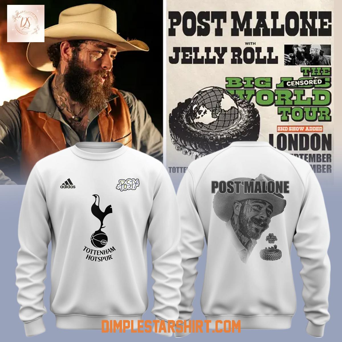 Tottenham Hotspur x Post Malone The Big Ass World Tour London Hoodie Shirt Tottenham Hotspur x Post Malone The Big Ass World Tour London Hoodie Shirt