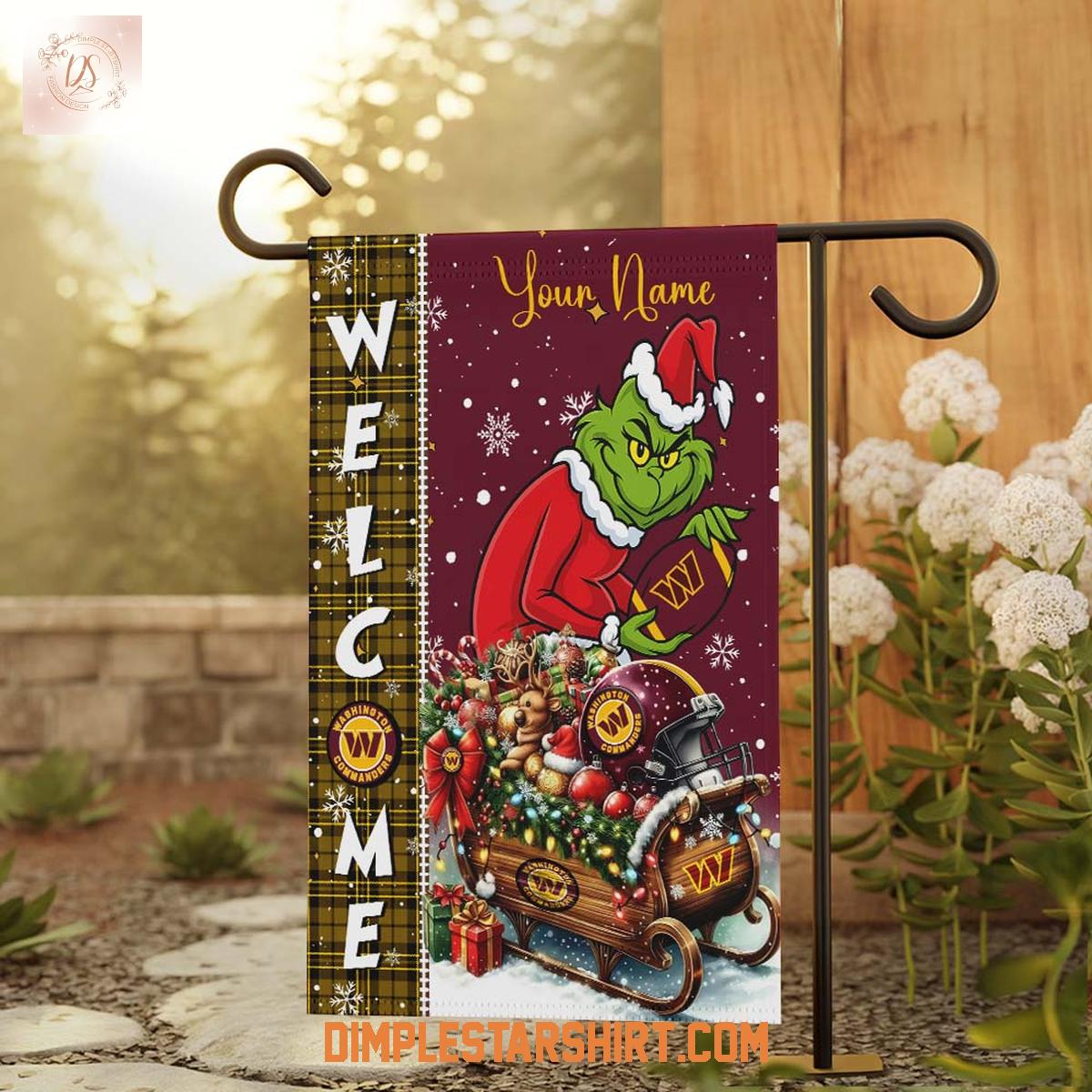 Washington Commanders x The Grinch Christmas House Garden Flag Washington Commanders x The Grinch Christmas House Garden Flag