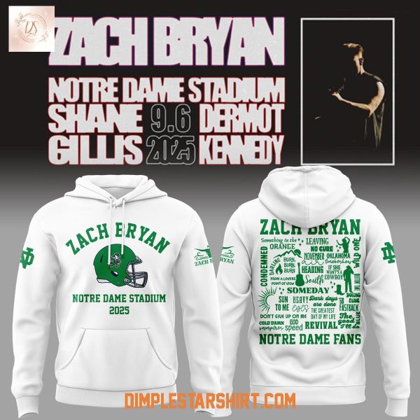 Zach Bryan Notre Dame Stadium 2025 White Hoodie Shirt
