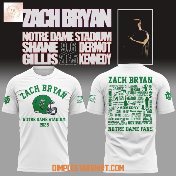 Zach Bryan Notre Dame Stadium 2025 White Hoodie Shirt