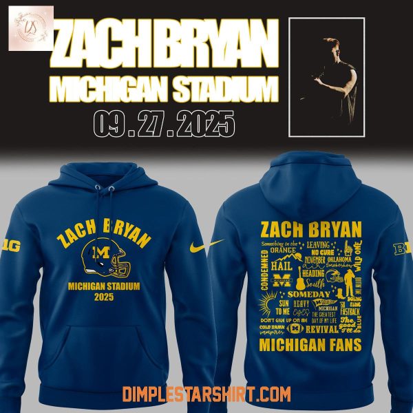 Zach Bryan The Quittin’ Time Tour 2025 Michigan Stadium Hoodie Shirt