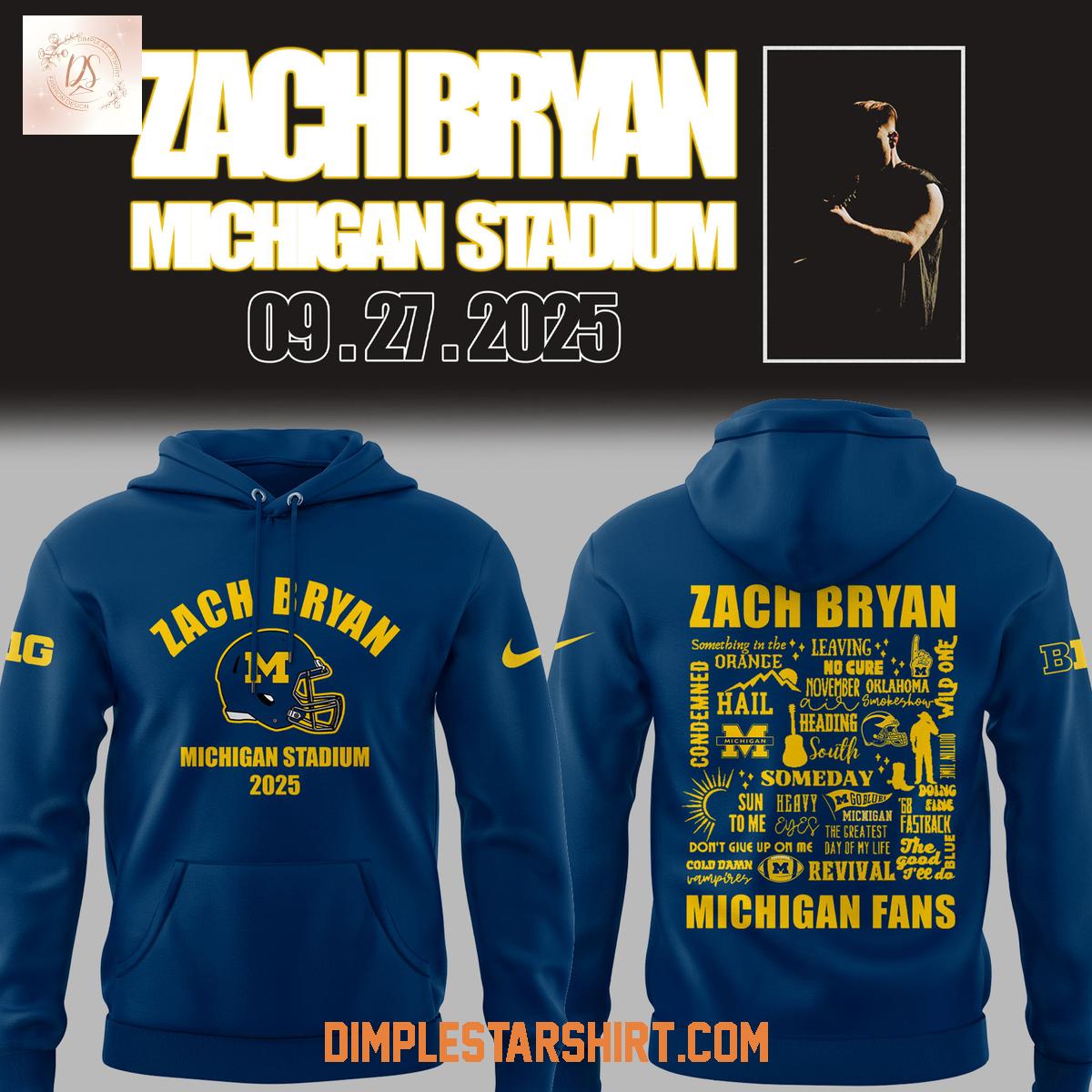 Zach Bryan The Quittin' Time Tour 2025 Michigan Stadium Hoodie Shirt Zach Bryan The Quittin' Time Tour 2025 Michigan Stadium Hoodie Shirt