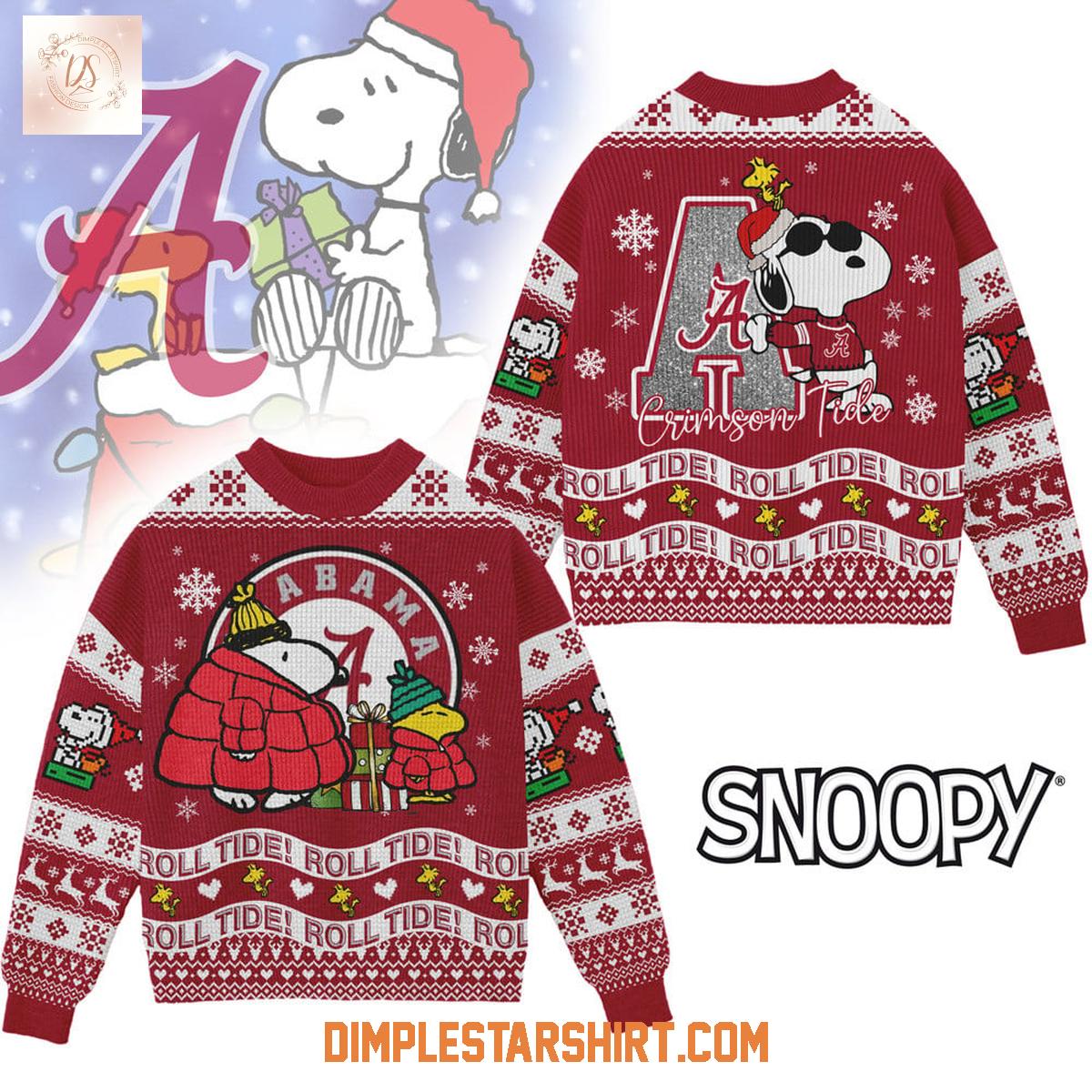 Alabama Crimson Tide Snoopy Roll Tide Rolll Ugly Sweater Alabama Crimson Tide Snoopy Roll Tide Rolll Ugly Sweater