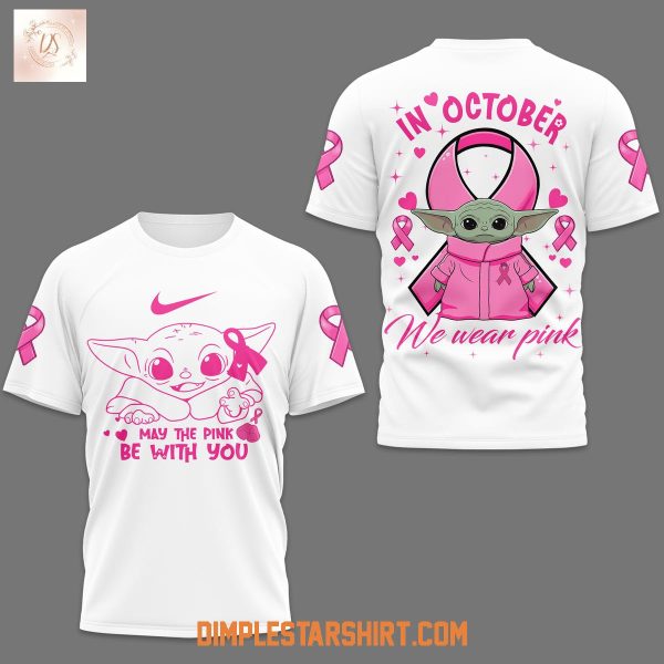 Baby Yoda In October We Wear Pink Shirt