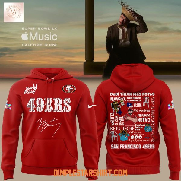 Bad Bunny x San Francisco 49ers 2026 Red Hoodie Shirt