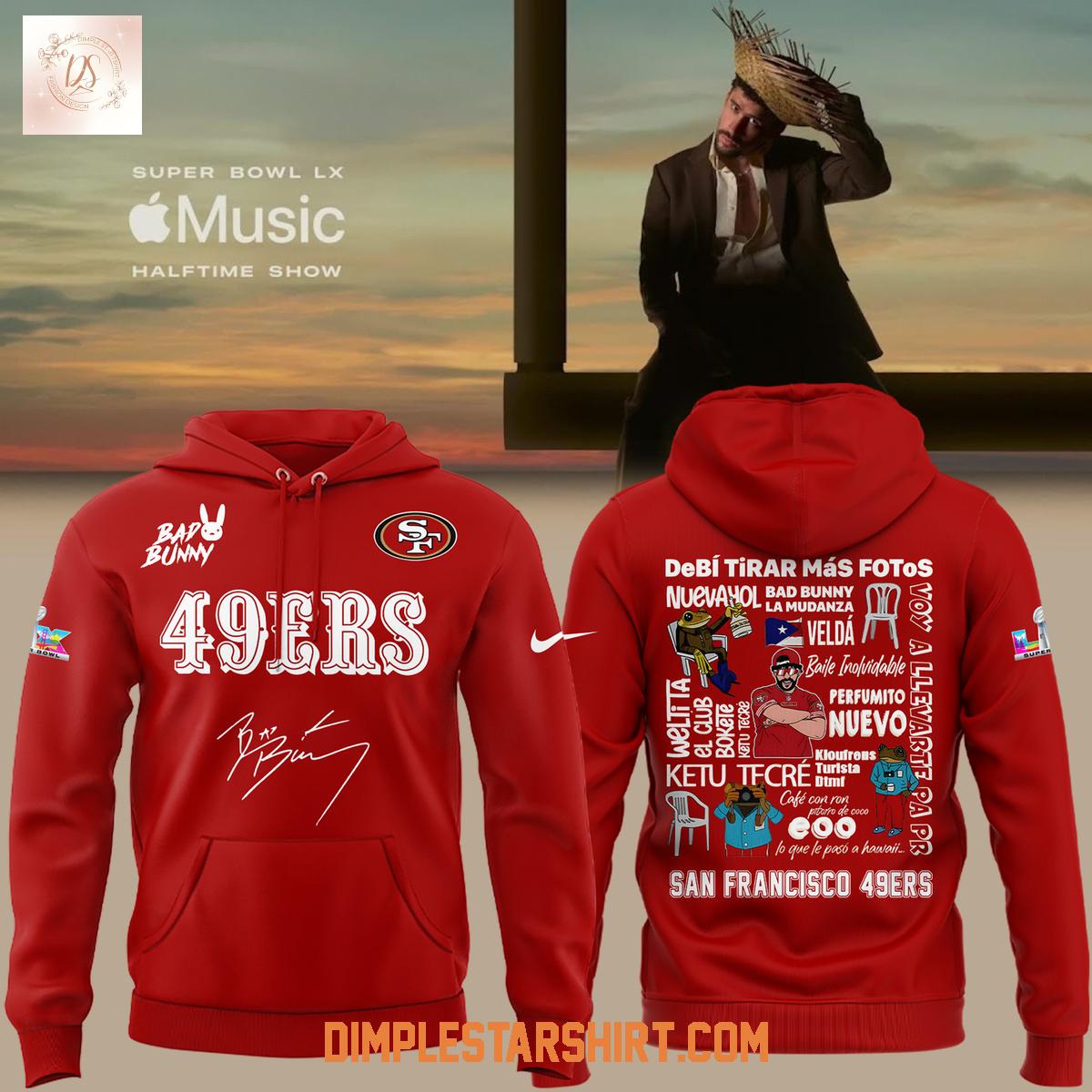 Bad Bunny x San Francisco 49ers 2026 Red Hoodie Shirt Bad Bunny x San Francisco 49ers 2026 Red Hoodie Shirt