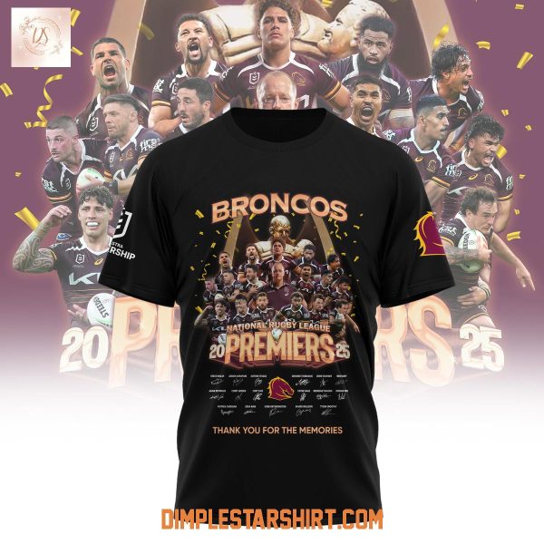 Brisbane Broncos NRL 2025 Premiers Black Hoodie Shirt