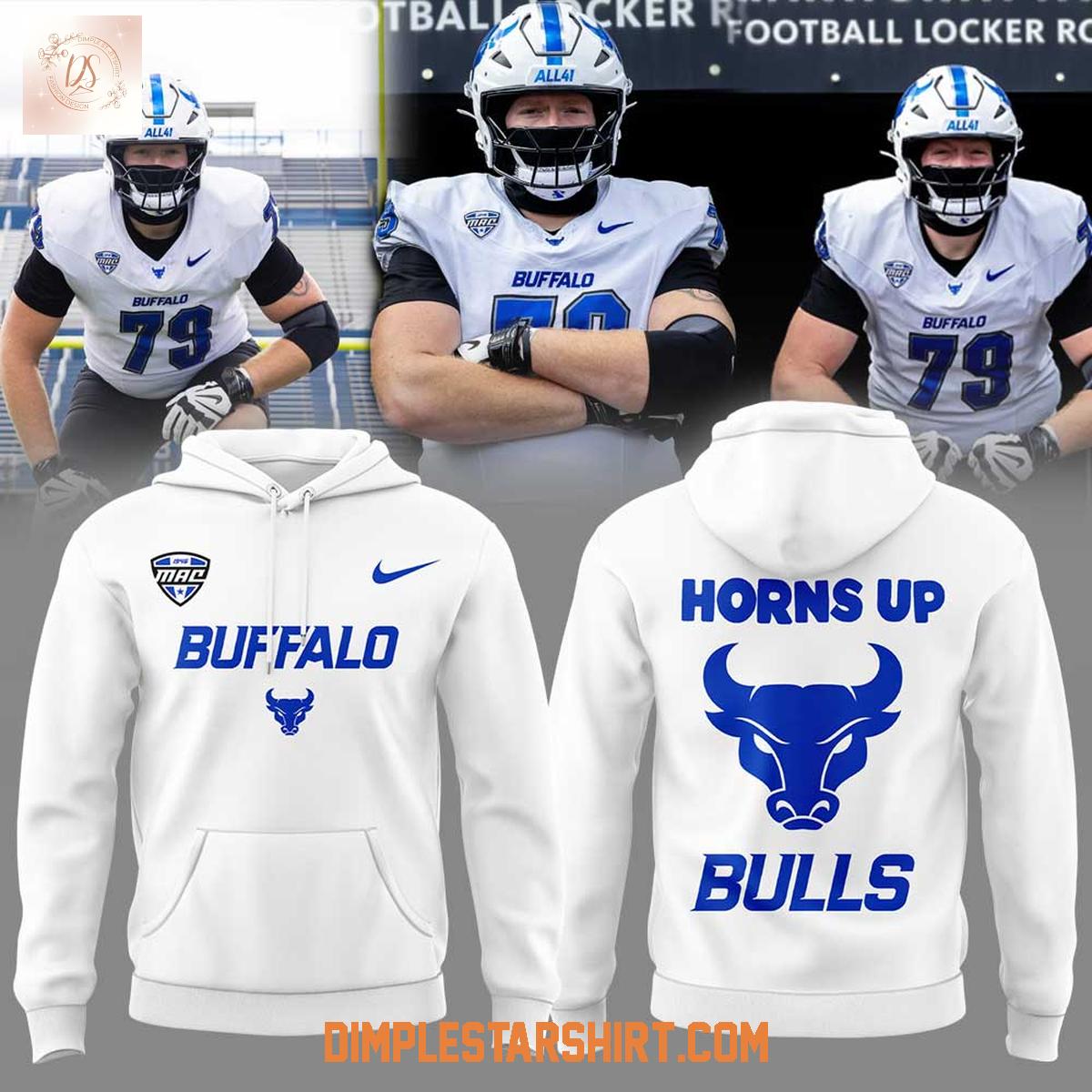 Buffalo Bulls Horns Up White Uniform Hoodie Shirt Buffalo Bulls Horns Up White Uniform Hoodie Shirt