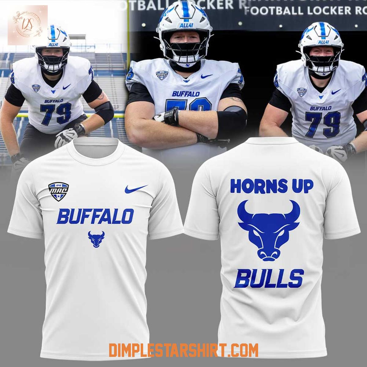 Buffalo Bulls Horns Up White Uniform Hoodie Shirt Buffalo Bulls Horns Up White Uniform Hoodie Shirt