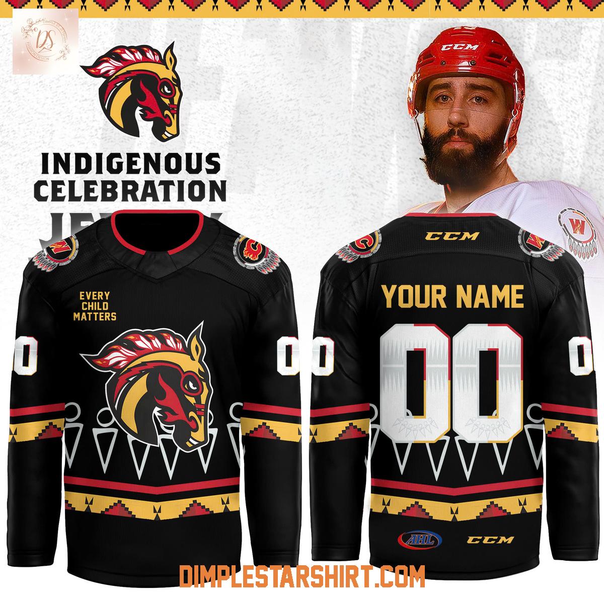 Calgary Wranglers Indigenous Heritage Black Hockey Jersey Calgary Wranglers Indigenous Heritage Black Hockey Jersey