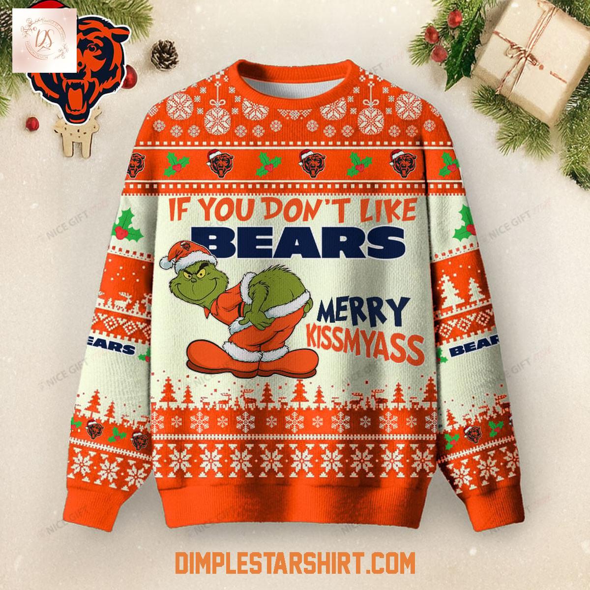 Chicago Bears If You Don't Like Bears Merry Kissmyass Ugly Sweater Chicago Bears If You Don't Like Bears Merry Kissmyass Ugly Sweater
