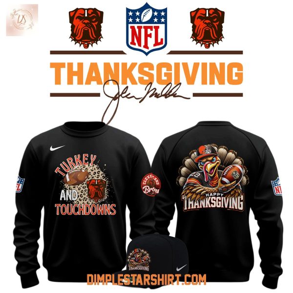 Cleveland Browns Thanksgiving Turkey And Touchdowns Hoodie Shirt