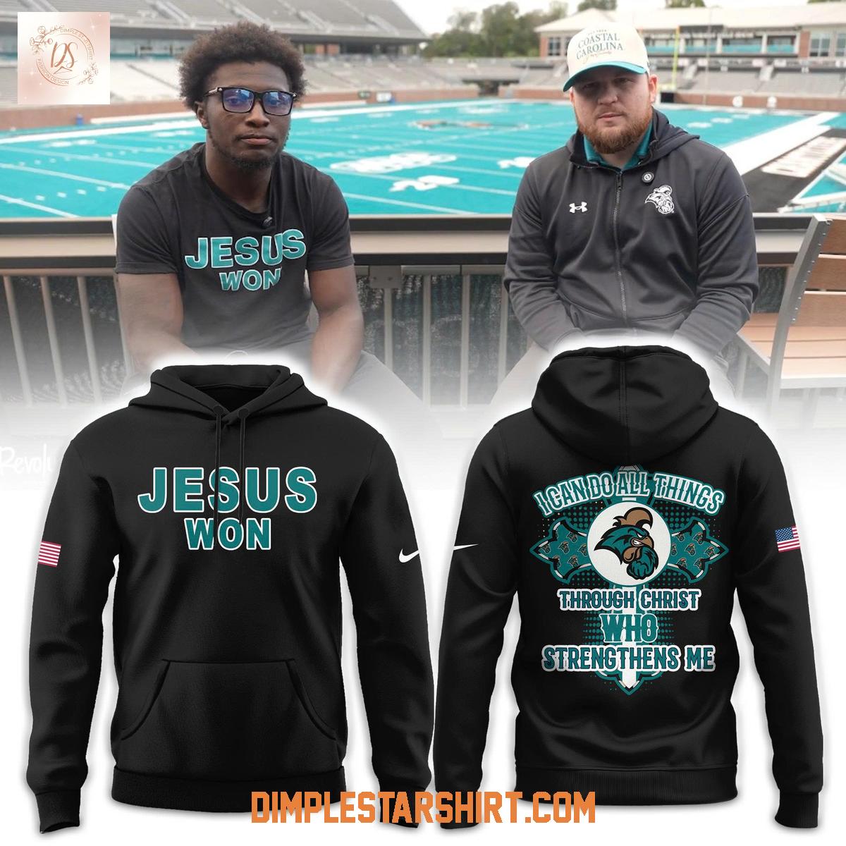Coastal Carolina Chanticleers Jesus Won Black Hoodie Shirt Coastal Carolina Chanticleers Jesus Won Black Hoodie Shirt