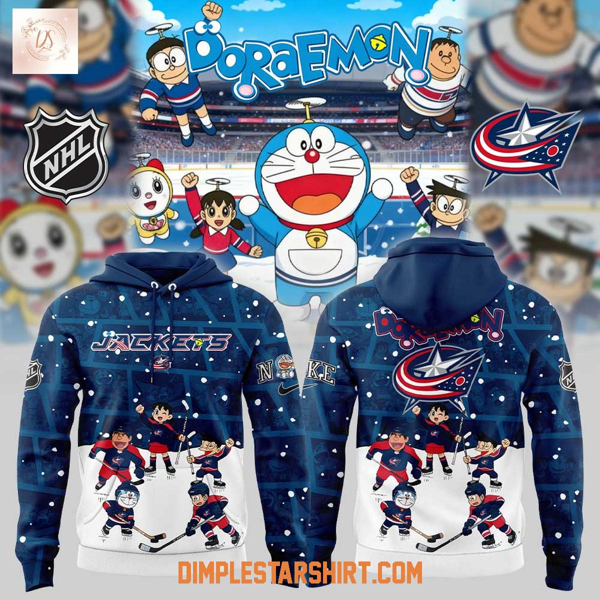 Columbus Blue Jackets Doraemon And Friends Hoodie Shirt Columbus Blue Jackets Doraemon And Friends Hoodie Shirt