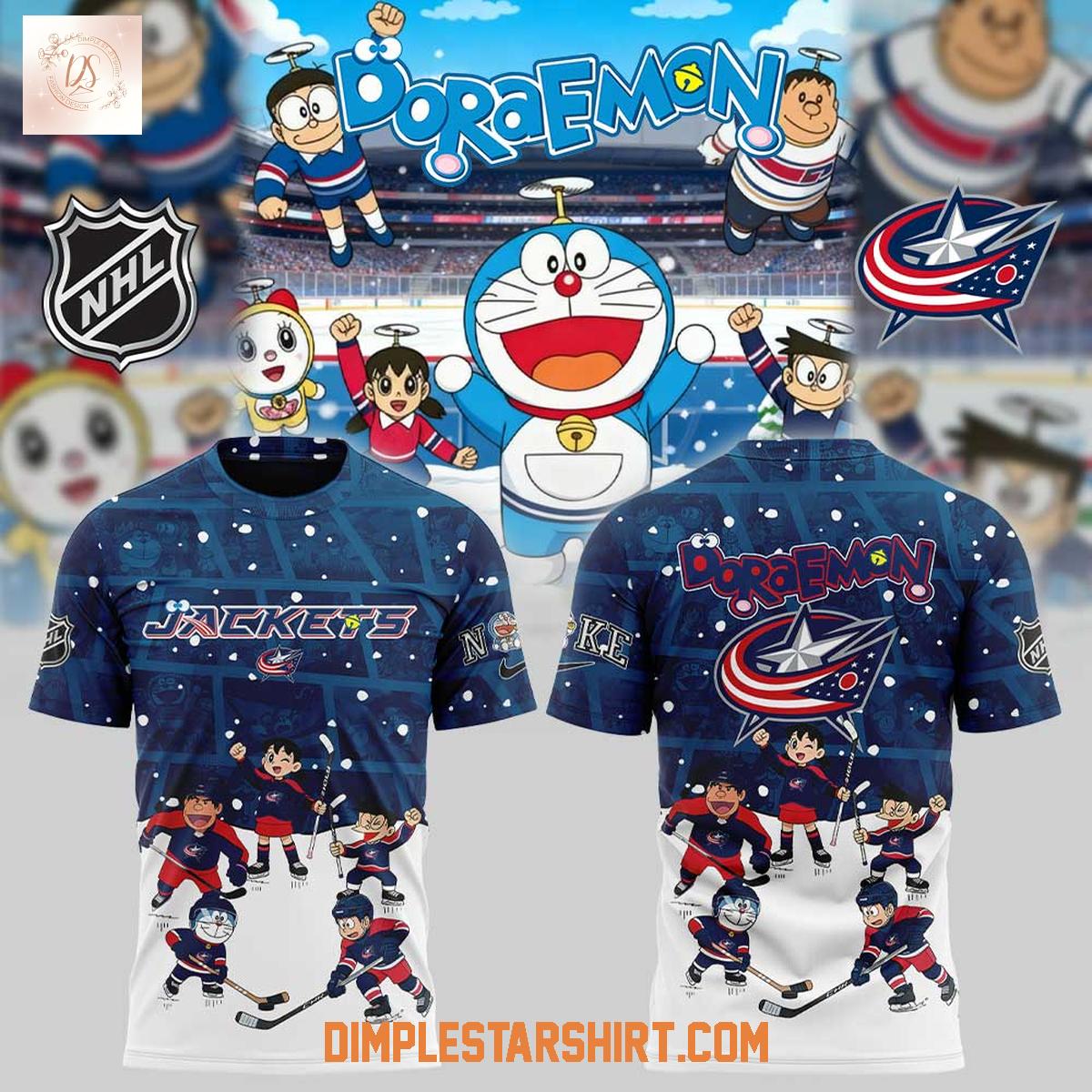 Columbus Blue Jackets Doraemon And Friends Hoodie Shirt Columbus Blue Jackets Doraemon And Friends Hoodie Shirt
