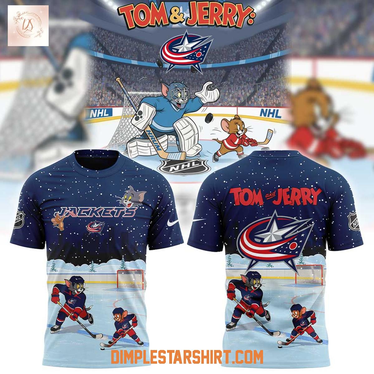 Columbus Blue Jackets Tom And Jerry Christmas Hoodie Shirt Columbus Blue Jackets Tom And Jerry Christmas Hoodie Shirt