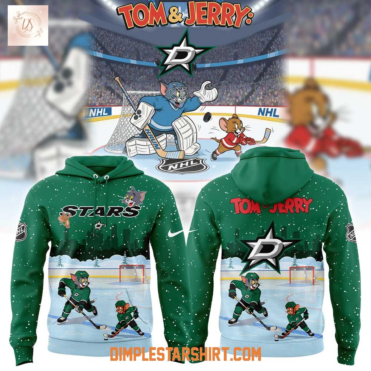 Dallas Stars Tom And Jerry Christmas Hoodie Shirt Dallas Stars Tom And Jerry Christmas Hoodie Shirt