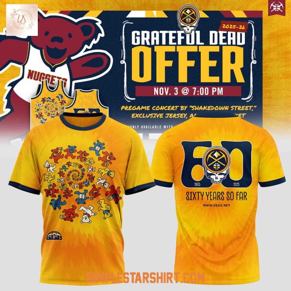 Denver Nuggets x Grateful Dead 60 Years Hoodie Shirt