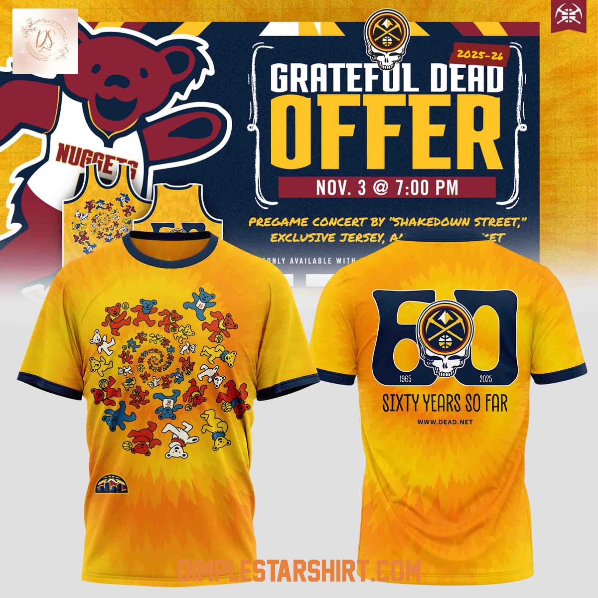 Denver Nuggets x Grateful Dead 60 Years Hoodie Shirt Denver Nuggets x Grateful Dead 60 Years Hoodie Shirt