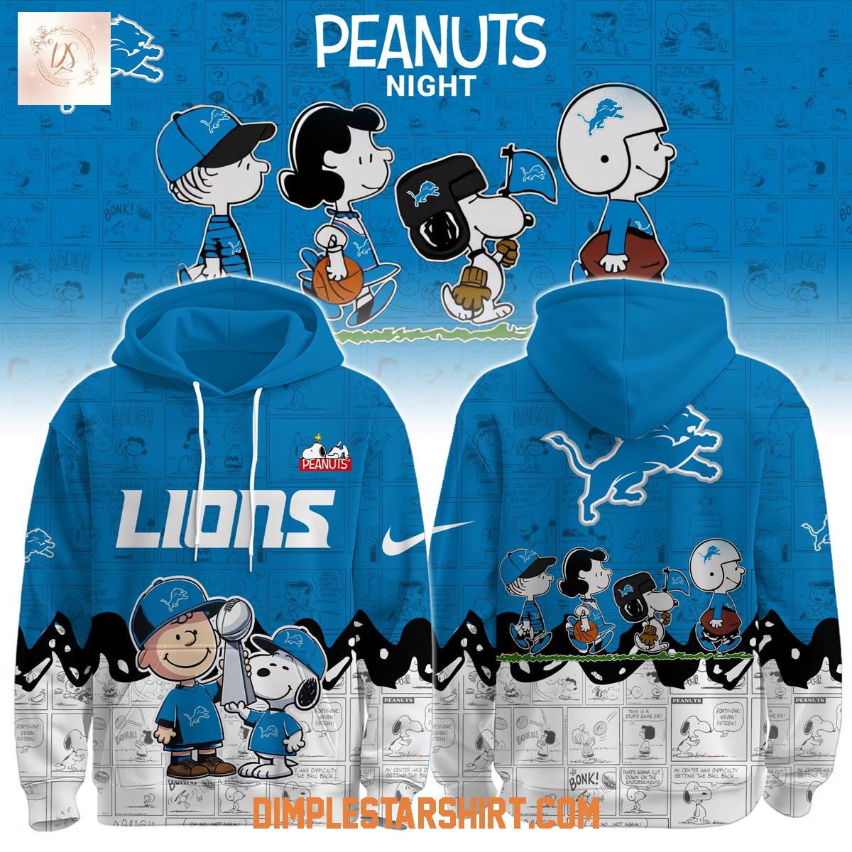 Detroit Lions x Snoopy Peanuts Night Hoodie Shirt Detroit Lions x Snoopy Peanuts Night Hoodie Shirt