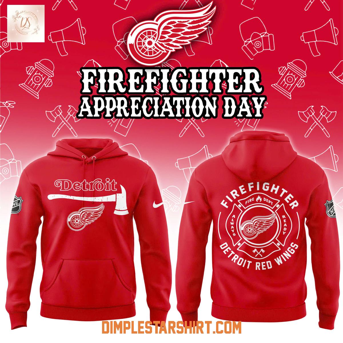 Detroit Red Wings Firefighter Appreciation Day Hoodie Shirt Detroit Red Wings Firefighter Appreciation Day Hoodie Shirt