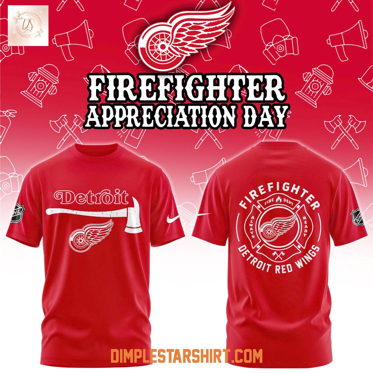 Detroit Red Wings Firefighter Appreciation Day Hoodie Shirt Detroit Red Wings Firefighter Appreciation Day Hoodie Shirt