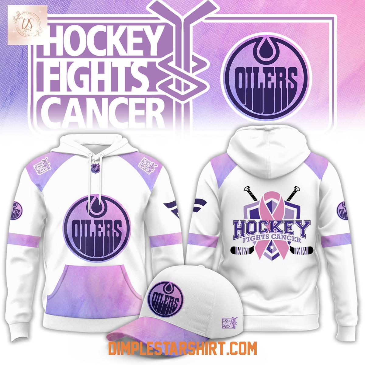 Edmonton Oilers Hockey Fight Cancer Hoodie Shirt Edmonton Oilers Hockey Fight Cancer Hoodie Shirt