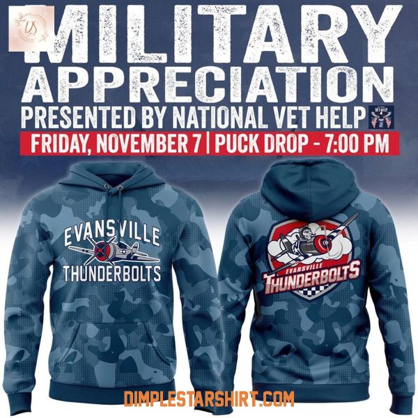 Evansville Thunderbolts Military Appreciation Night 2025 Hoodie Shirt