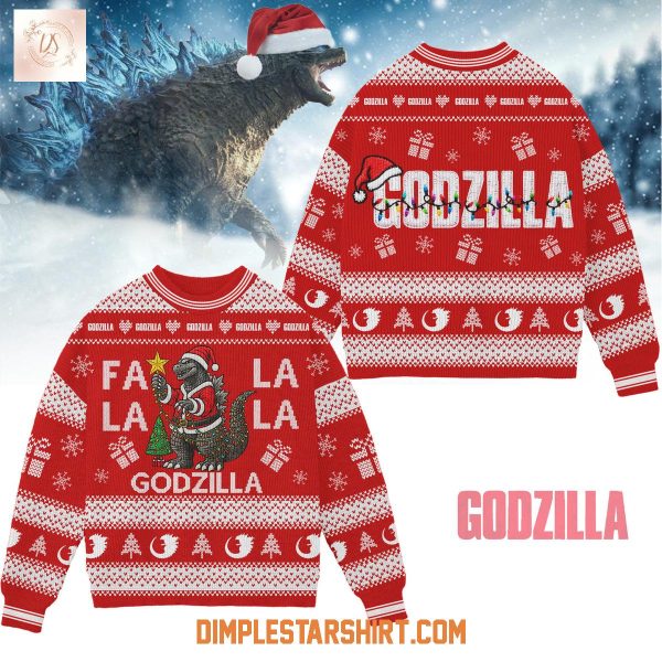 Godzilla Fa La La La Ugly Sweater