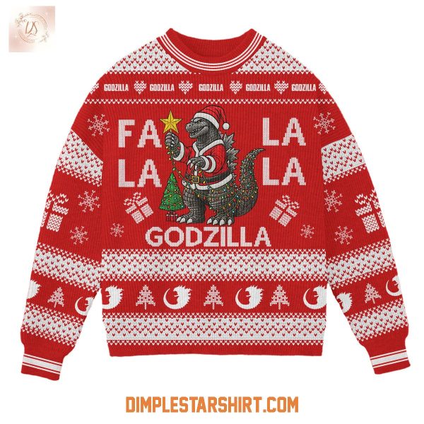 Godzilla Fa La La La Ugly Sweater