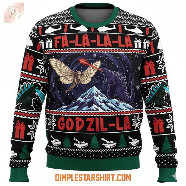Godzilla and Mothra Christmas Knitted Ugly Sweater